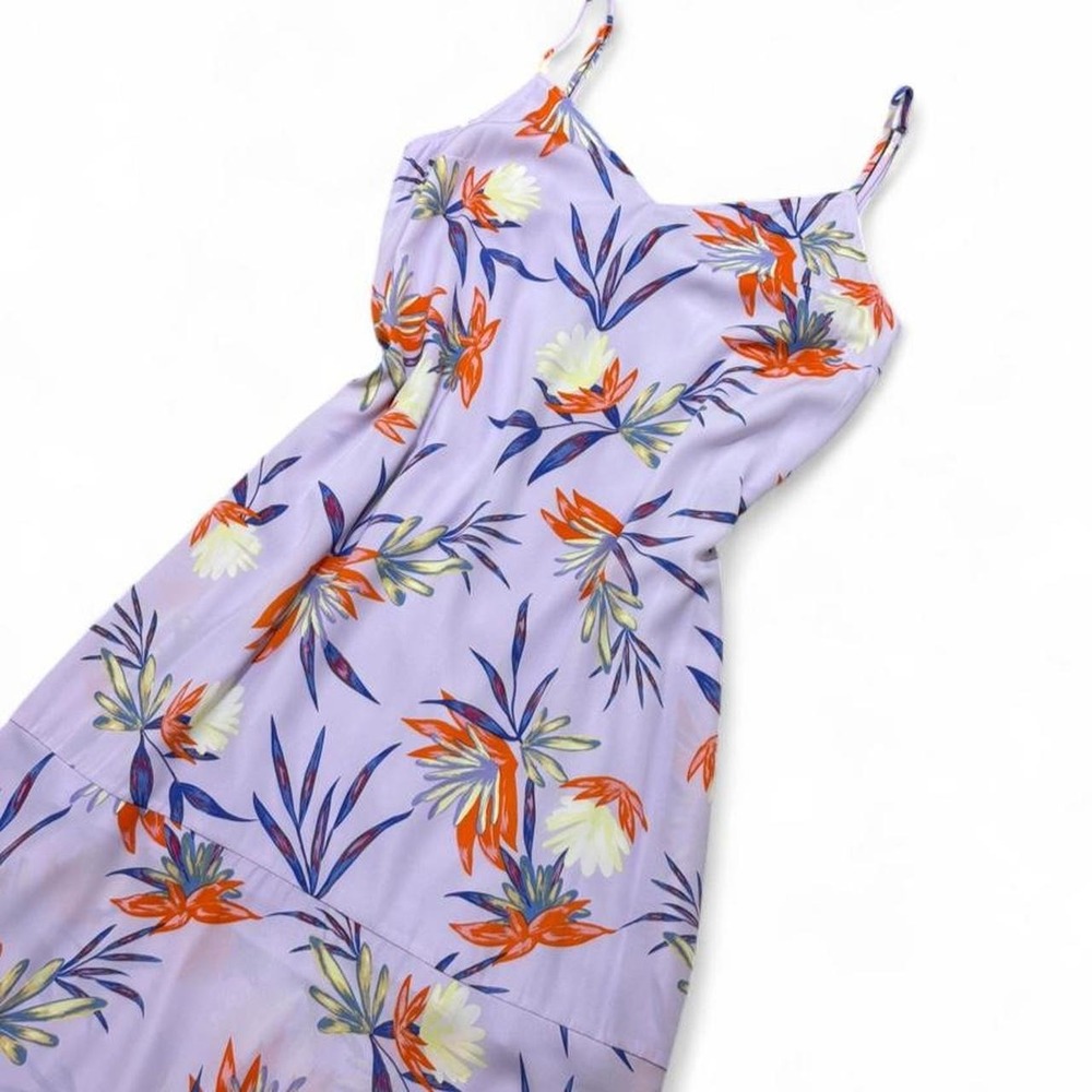 Lulus Quinlynn Midi Slip Dress Tropical Lavender Resortwear Beach wedding size L - Picture 2 of 7